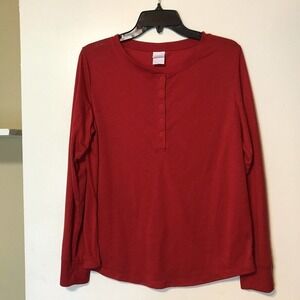 Stars Above Henley T Shirt Red Light Weight SzM Long Sleeve NWOT
